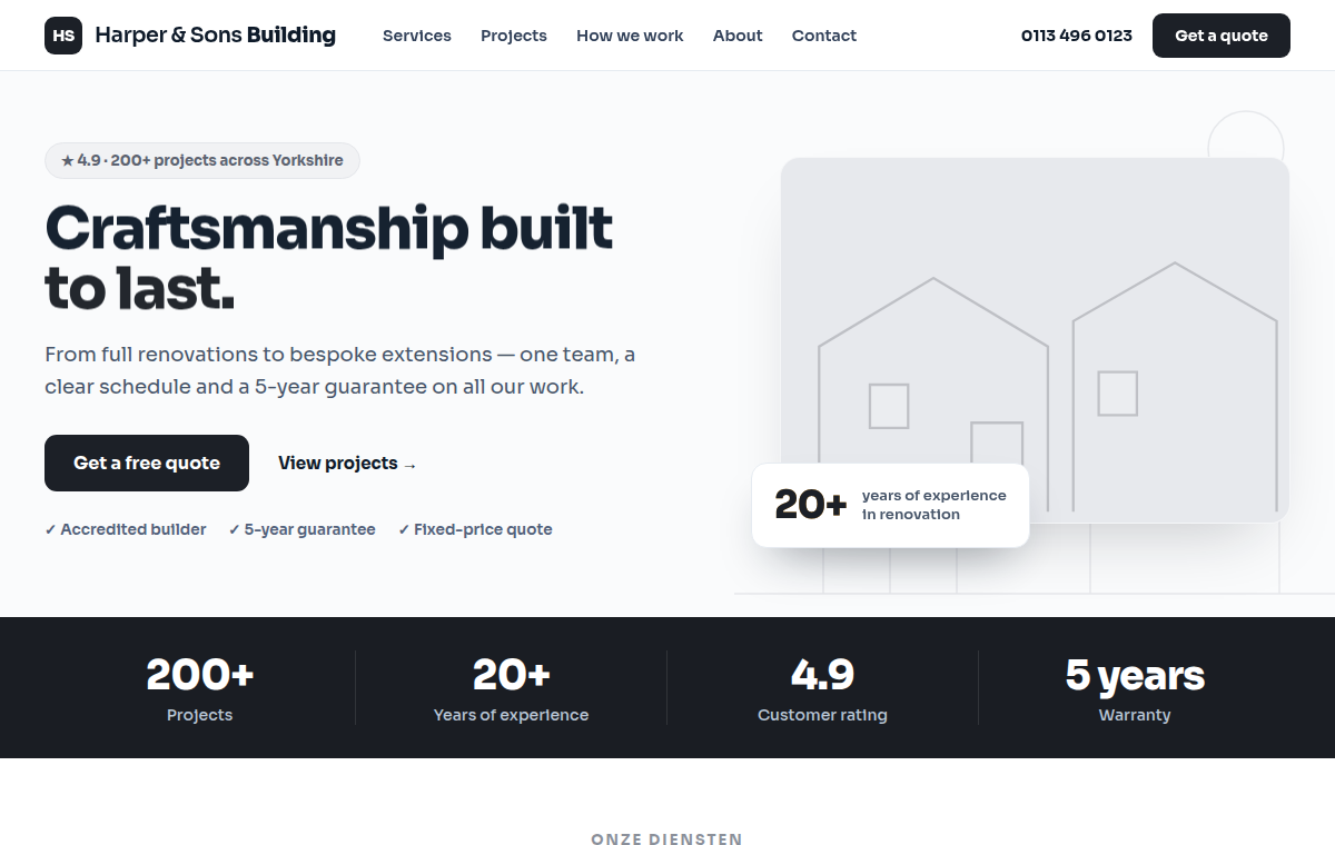 Example of a website built with Brickks